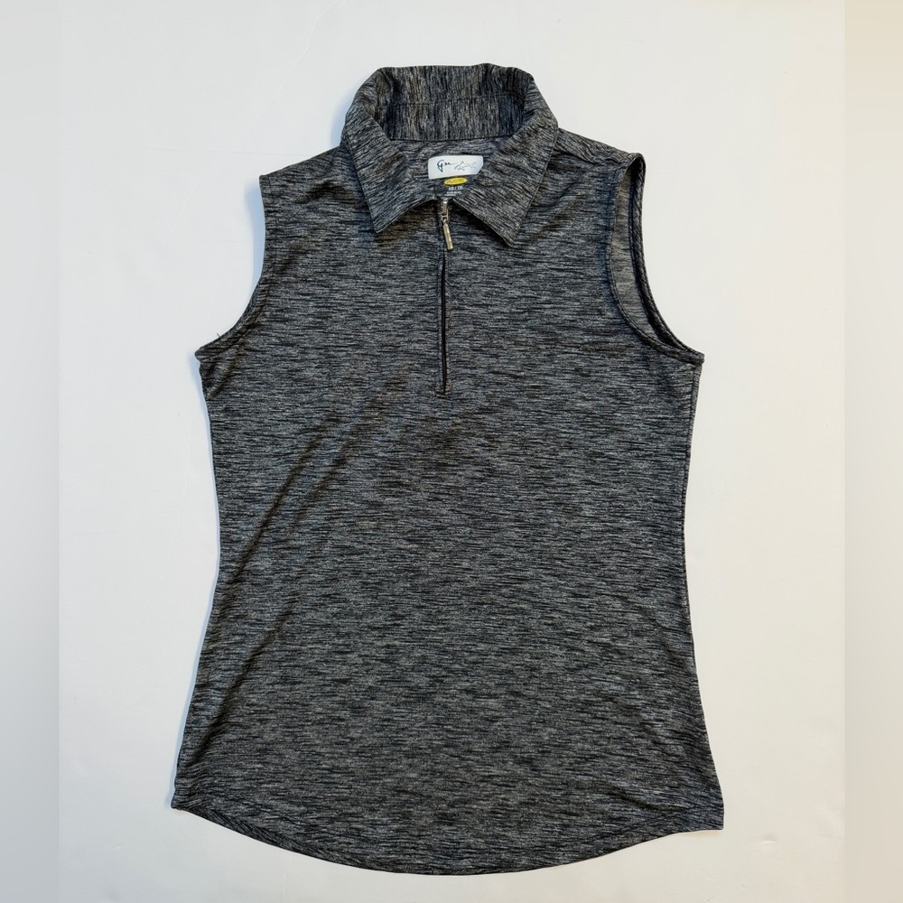 Gu play dry Sleeveless Zip golf Polo Top - Gray